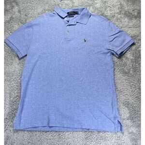 Ralph Lauren Pima Soft Light‎ Blue Mens Short Sleeve Polo Shirt Medium *Read